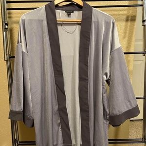 ann taylor grey velvet wrap / shawl /cardigan / top - shimmer / holiday